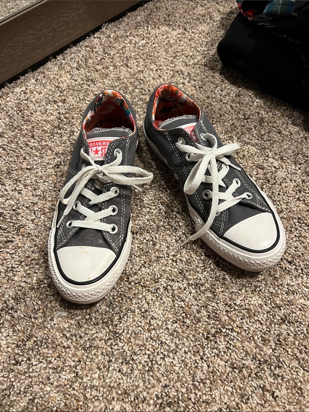 Converse WOMEN'S Low Top Sneakers - Charcoal Gray with White Accents